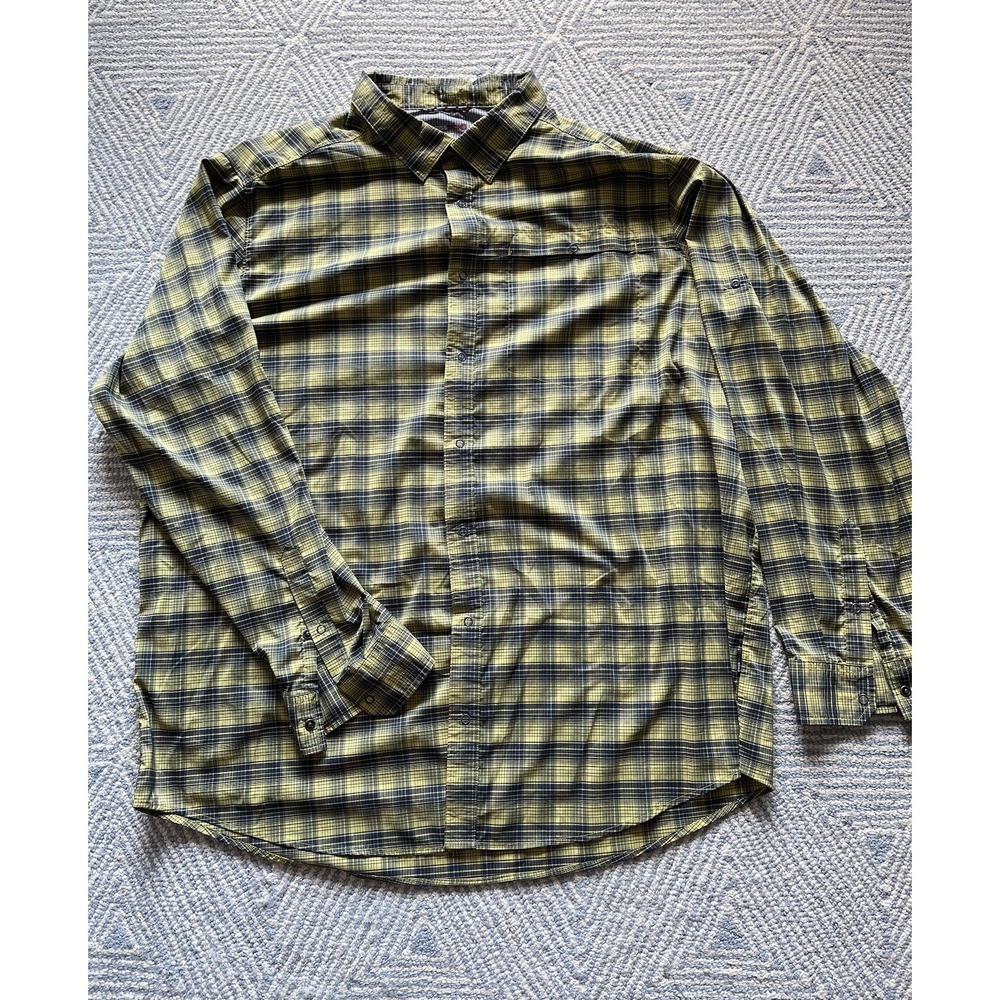 Swiss Tech Long Sleeve Snap Button Shirt - Yellow/Blue - XXXL - Poly/Spandex‎
